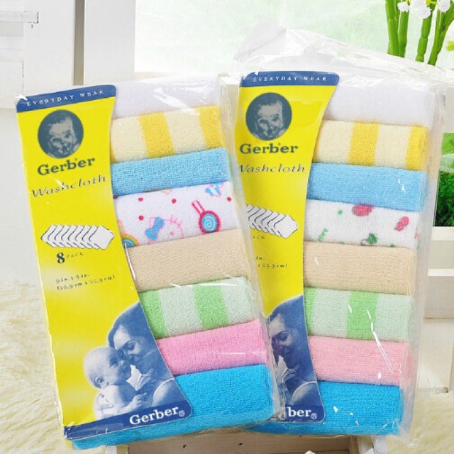 Gerber ওয়াশক্লোথ/রুমাল সেট ৮ পিস